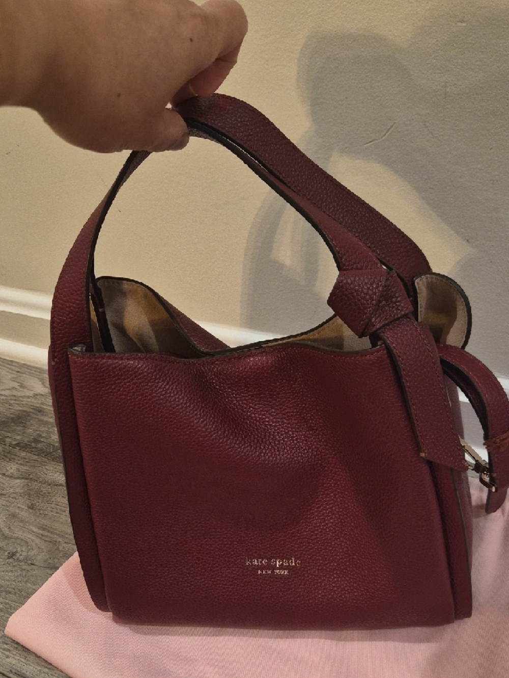 kate spade Plum Leather Two-way Bag with Knot Detail - Picture 3 of 14